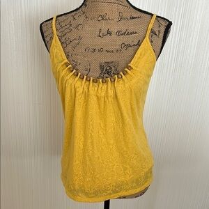 Route 66 Yellow Lace Lined Tank Top Adjustable Straps